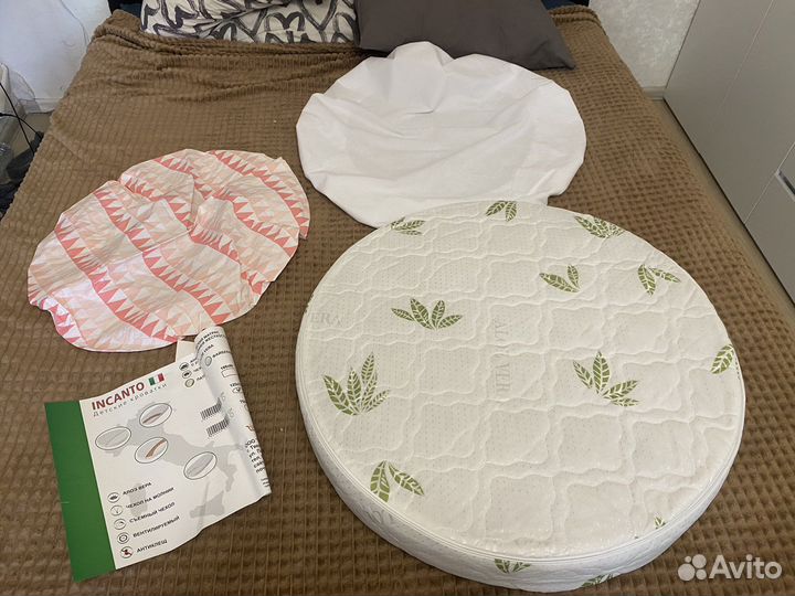 Матрас круглый 75+наматрасник+простынь на резинке