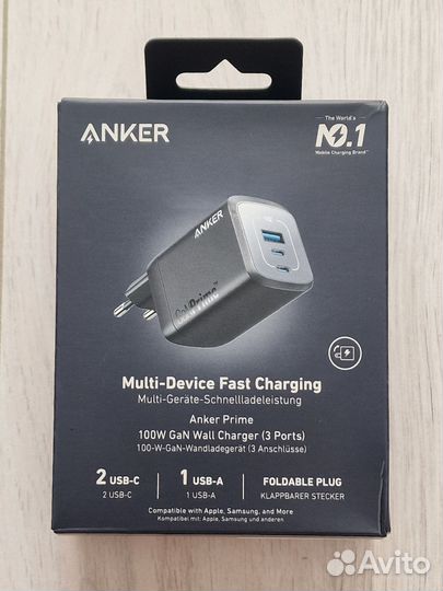 Зарядное устройство Anker GaNPrime 100W, складное