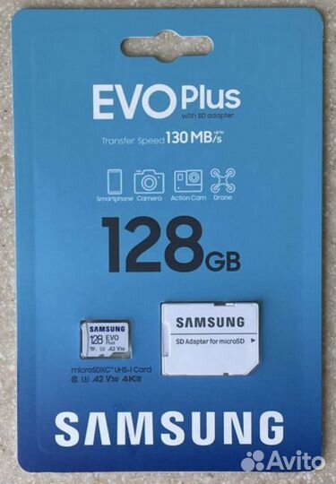 Карта памяти Micro sd Samsung EVO Plus 128Gb