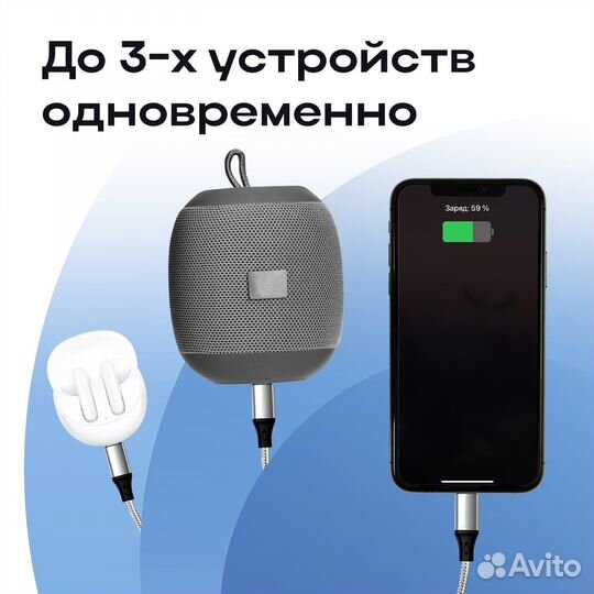 USB Кабель 3 в 1 Lightning + Type-C + Micro-USB