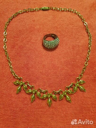 Колье и кольцо бижутерия винтаж СССР