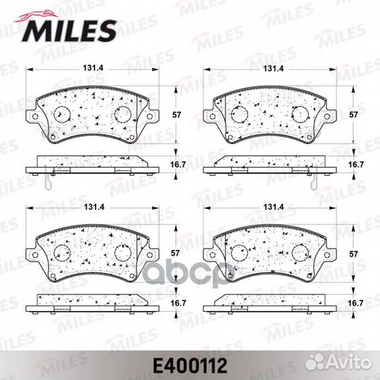 Колодки тормозные дисковые перед E400112 Miles
