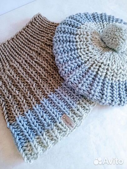 Комплект вязаный Берет и Снуд на осень и весну