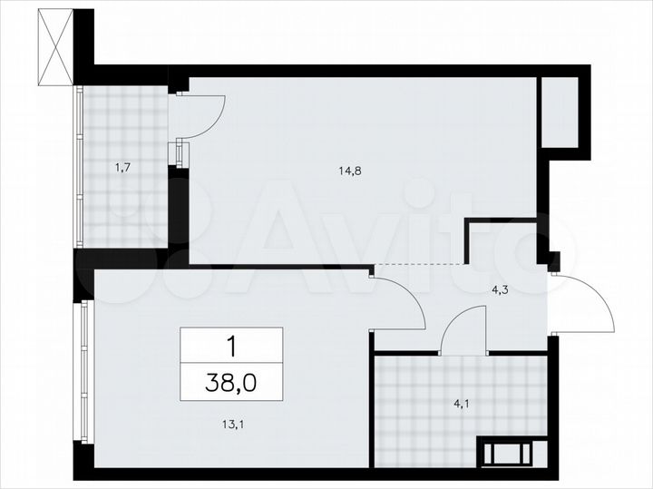 1-к. квартира, 38 м², 9/9 эт.