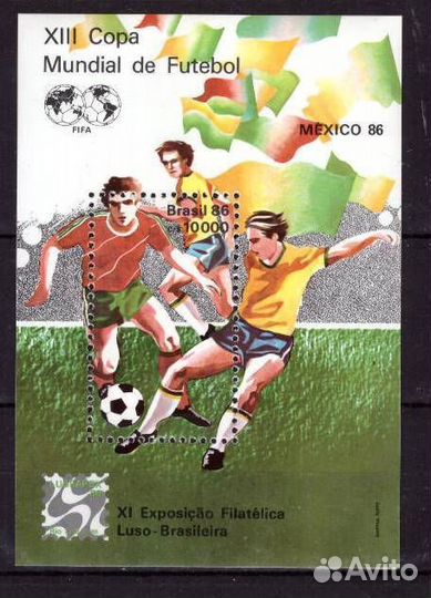 Бразилия, 1986. Футбол, чм-1986 (блок)