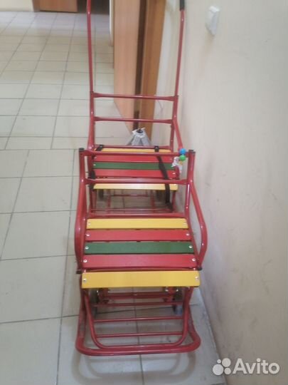 Санки для двойни на колёсиках