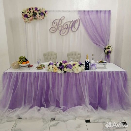 Оформление свадебного стола,фотозоны, вазы, цветы