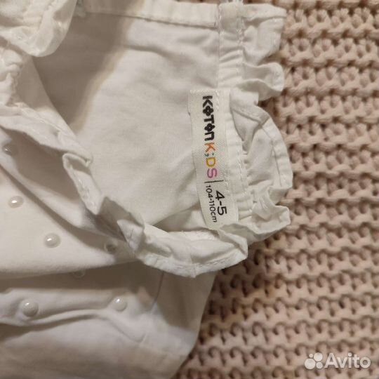 Блузка белая на девочку котон хлопок