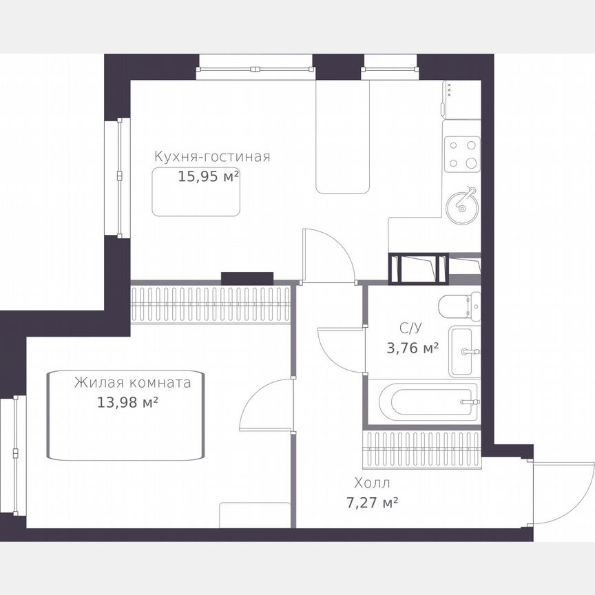 1-к. квартира, 41 м², 3/11 эт.