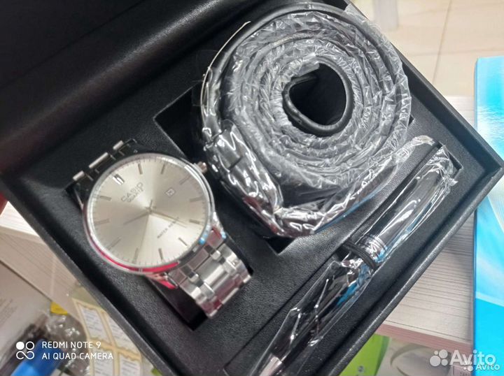 Мужской набор часы + ремень + ручка Casio