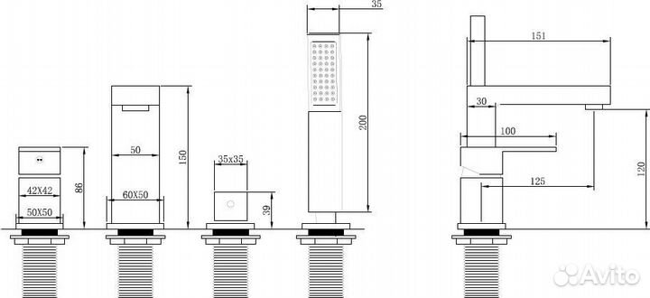 Смеситель на борт ванны abber Daheim AF8213G, матовое золото