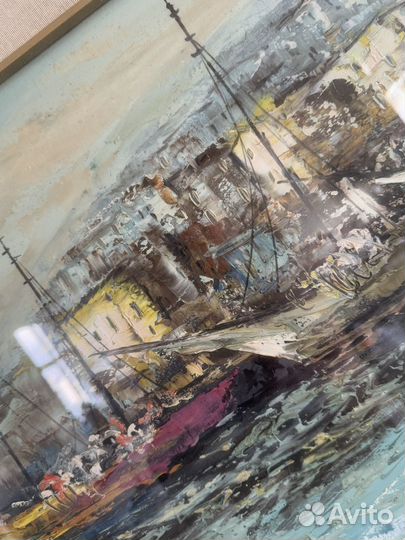 95х60 см картина масло холст антикварная. Италия