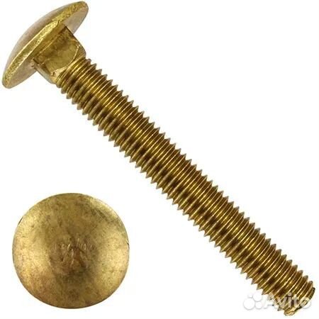 Болт мебельный М10х40 DIN 603, латунь, 100 шт