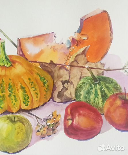 Картина акварелью Тыква