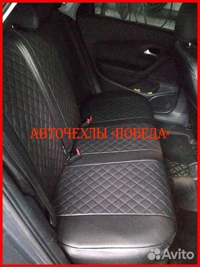 Чехлы Mitsubishi L200 из экокожи чёрные Ромб