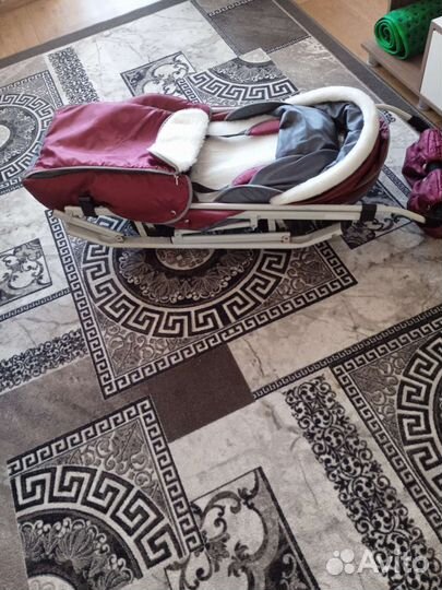 Детские санки коляска с колесами