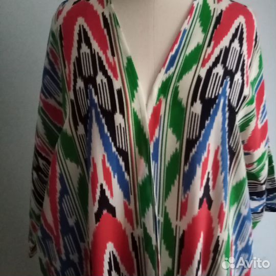 Узбекский шелковый халат из иката. Бохо кафтан