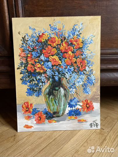 Картина акрил натюрморт цветы