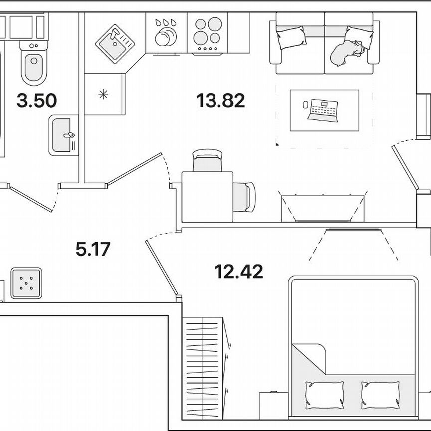 1-к. квартира, 36,1 м², 10/12 эт.