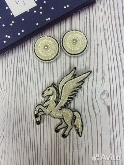 Брошь пегас+серьги