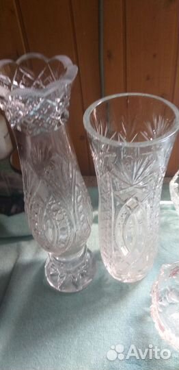 Хрустальные вазы лотом и золотые стаканы СССР
