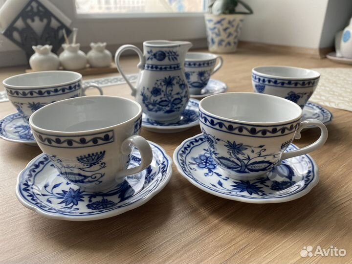 Кофейный сервиз Кахла луковый рисунок гдр фарфор