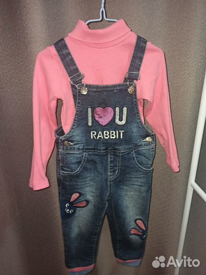 Полукомбинезон джинсовый 86-92