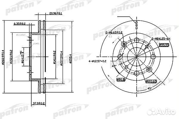 Patron PBD3021 Диск тормозной передн honda civic I