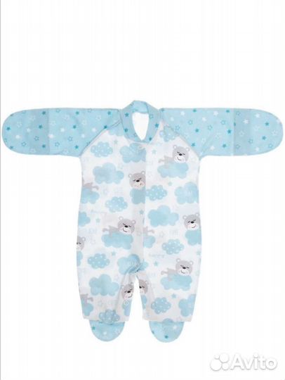 Комплект комбинезон, шапочка для новорожденных 62