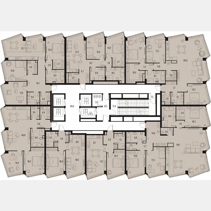 3-к. квартира, 86,4 м², 27/32 эт.