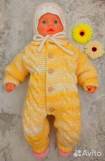 Комбинезон новый вязаный 62-68 см
