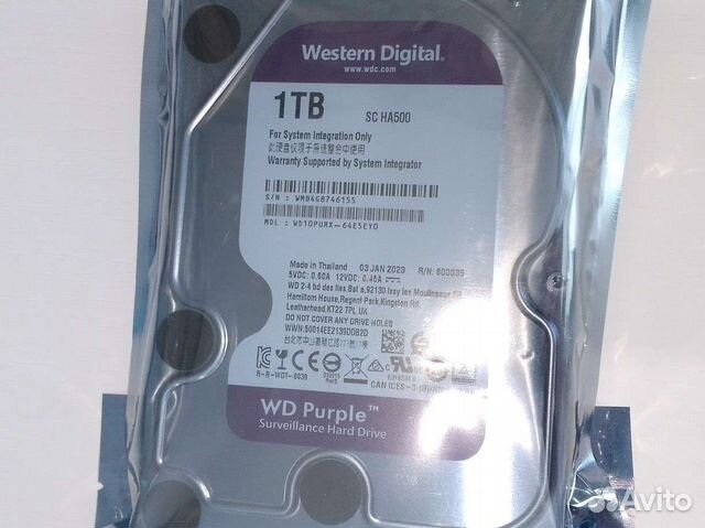 Жесткий диск WD purple 1 tb запечатанный