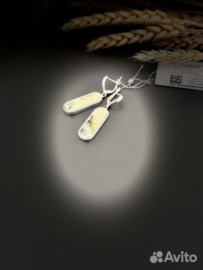 Серьги с натуральным балтийским янтарем