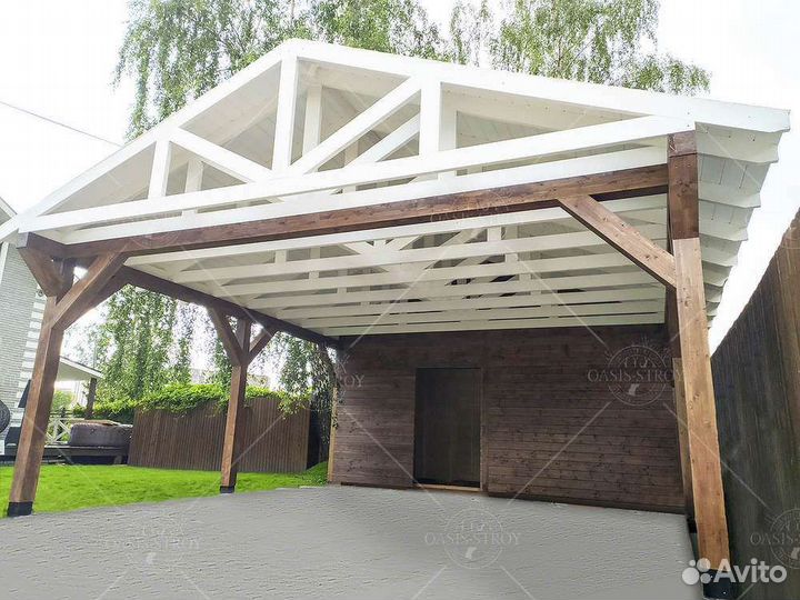 Навесы для автомобиля из дерева
