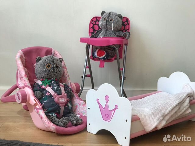 Baby born переноска +стул для кормления+кроватка