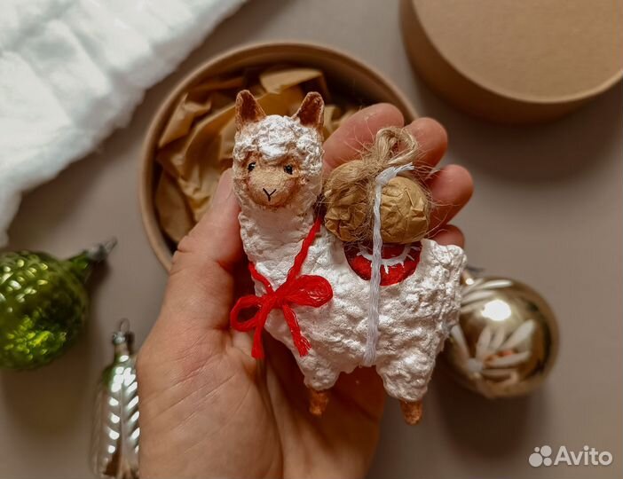 Ватные елочные игрушки лама