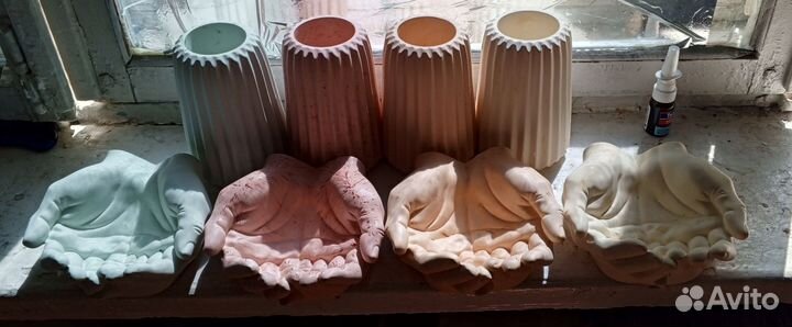 Гипсовые фигурки, вазы, руки, капшо