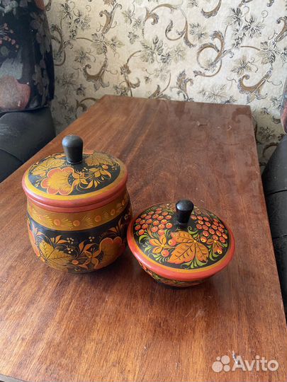Деревянные баночки(Хохлома СССР)