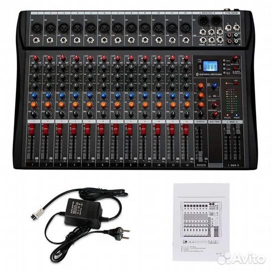 Микшерный пульт 12-канальный профессиональный
