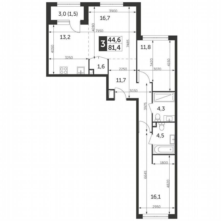 2-к. квартира, 81,4 м², 36/36 эт.