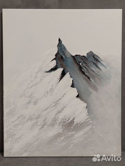 Картина на холсте Снег и камень, ручная работа