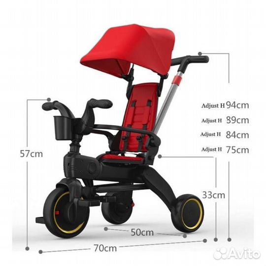 Детский трехколесный складной велосипед Luxmom