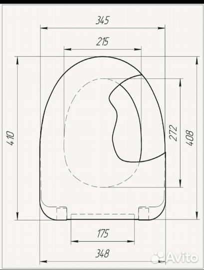 Крышка для унитаза 410 мм х 348 мм