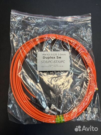 Патч-кордMM 62.5/125 3.0MM Duplex 5M ST/UPC-ST/UPC
