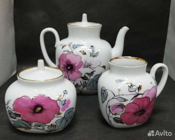 Советский фарфоровый сервиз лфз Розовая ветка