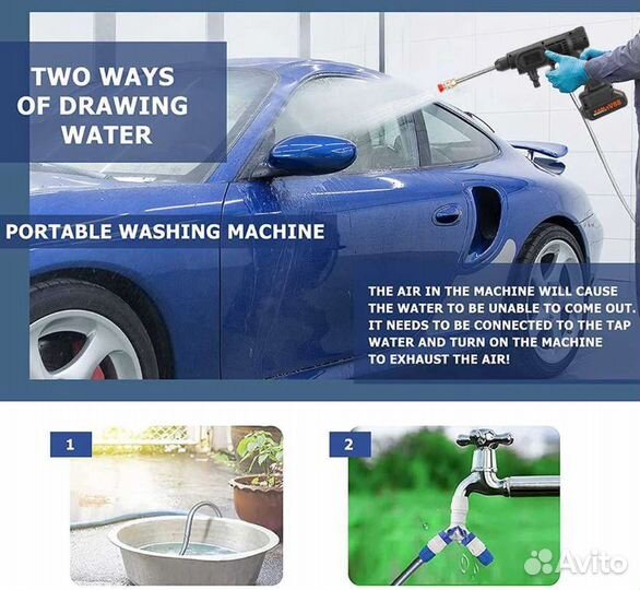 Аккумуляторная мойка высокого давления с 2 акб