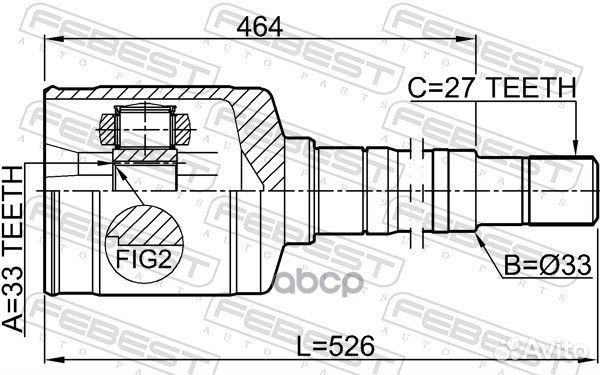 Шрус внутренний правый 33X35X27 nissan X-Trail