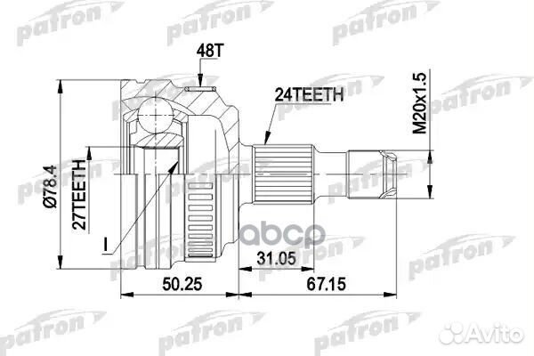 ШРУС наружн к-кт 24x57x27 ABS:48T mercedes-benz