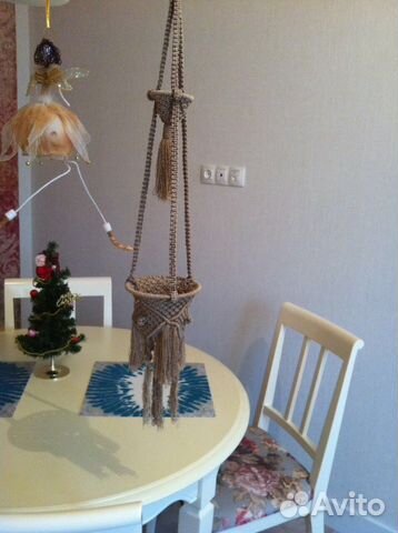 Плетёное подвесное кашпо, макраме