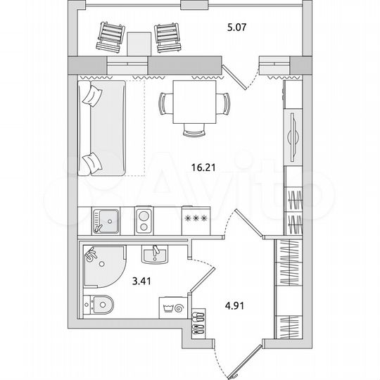 Квартира-студия, 29,6 м², 13/17 эт.